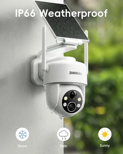 Miniatura 9 de ZUMIMALL Cámaras de seguridad solar 2K inalámbricas para exteriores, cámara PTZ de 360° para seguridad del hogar con visión nocturna a