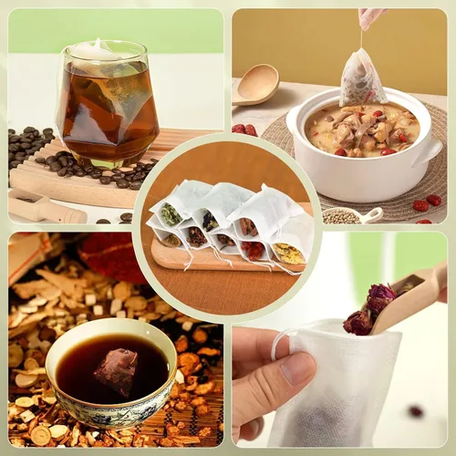 Miniatura 3 de 200 bolsas de té desechables para té de hojas sueltas, bolsas de filtro de té vacías, bolsitas infusoras de té rellenables para té suelto, café