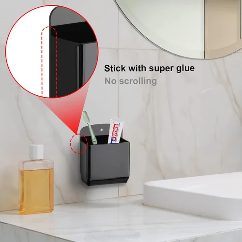 Miniatura 5 de Cosmos Paquete de 2 soportes acrílicos para control remoto, soporte adhesivo de pared, organizador de montaje en pared, caja de almacenamiento