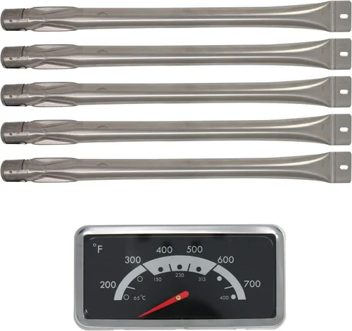 5 quemadores de tubo de parrilla de gas para barbacoa y 1 termómetro indicador de calor piezas de repuesto para Kenmore 148.34308410 - Quemadores de