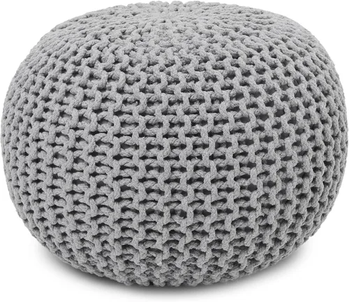 Miniatura 22 de REDEARTH Puf Otomano Redondo - Tejido a Mano con Cable Estilo Boho, Decoración del Hogar, Puf Circular, Reposapiés para Sala de Estar - Guardería