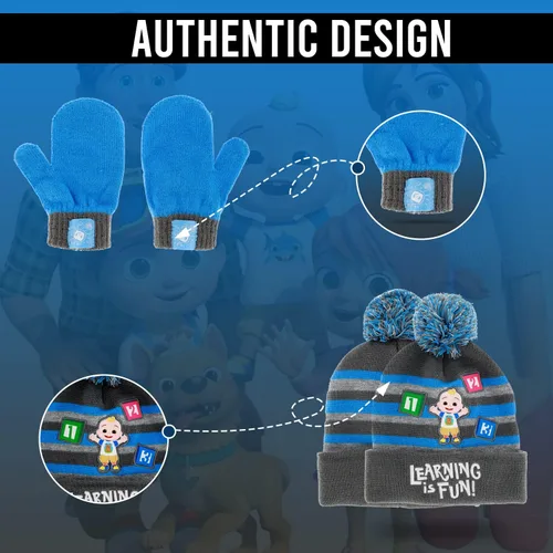 Miniatura 5 de CoComelon - Conjunto de gorro de invierno y guantes de nieve para niños pequeños con lindos mitones y gorro suave adorable para uso al aire libre