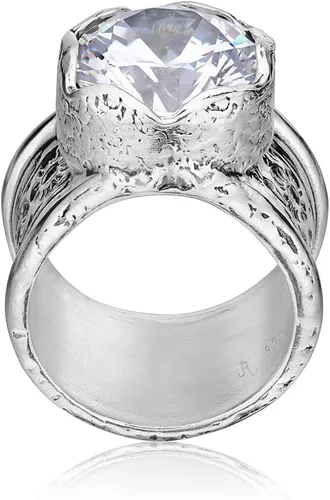 Miniatura 5 de Anillo de plata de ley 925 con circonita cúbica texturizadafloral, aspecto vintage, elegante, hipoalergénico, sin níquel ni plomo, colección
