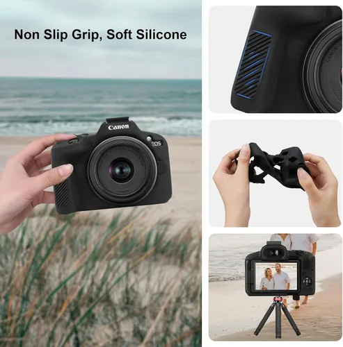 Miniatura 4 de Canboc Funda de silicona para cámara Canon EOS R50 sin espejo, R50 funda protectora de silicona suave, color negro (solo funda)