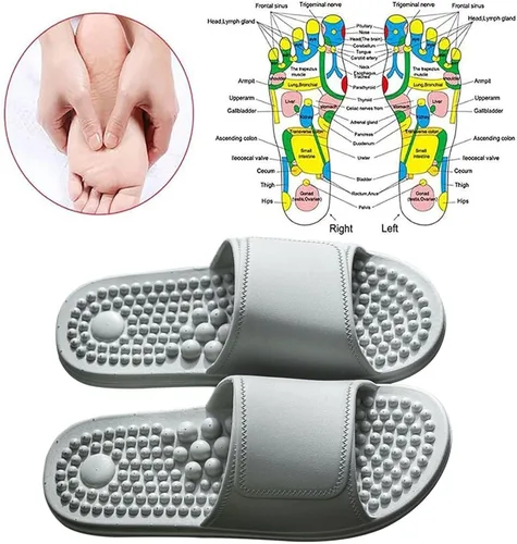Miniatura 7 de Pantuflas de masaje de reflexología de acupresión para pies planos, fascitis plantar, soporte de arco, sandalias de casa, aumentar la circulación