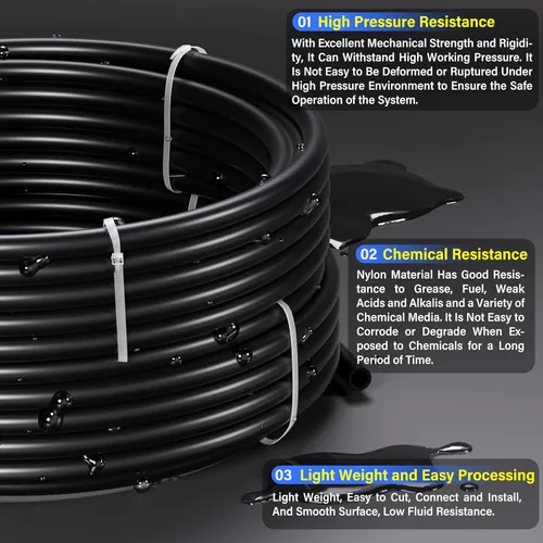 Miniatura 4 de TAILONZ PNEUMATIC Air Line DOT - Tubo de nailon neumático negro de 1/2 pulgada (32.8 pies), manguera de nailon