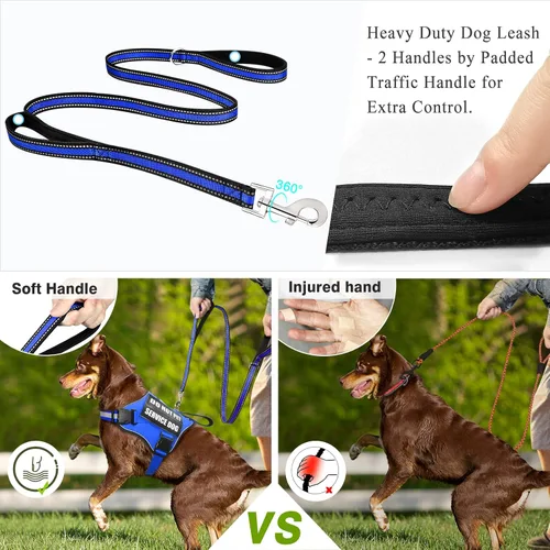 Miniatura 4 de Juego de arnés y correa para perro de servicio, chaleco de entrenamiento para perros con 10 parches para perros, arnés y chaleco para perros de Azul