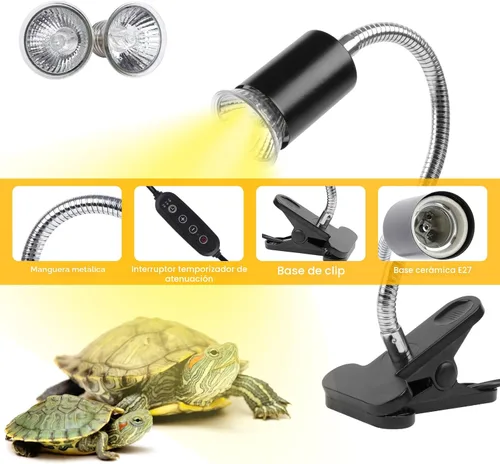 Miniatura 2 de Luz de Calentamiento para Tortugas (Temporizador de Ciclo), Lámpara para Tortugas UVA UVB Bombillas de Calor - Paquete de 2 de 50W, Bombilla de Luz