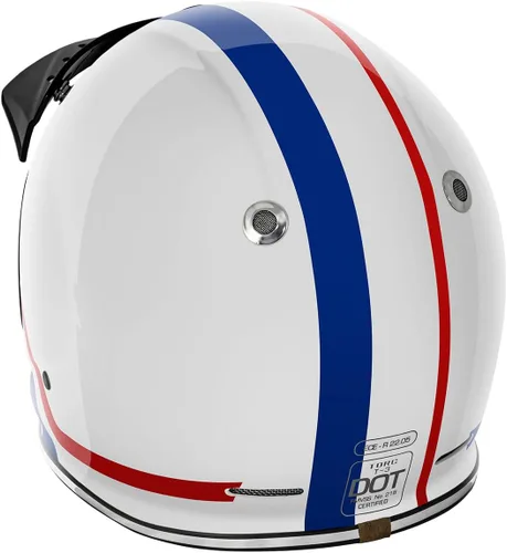 Miniatura 3 de TORC T3/Baja - Casco de motocicleta de fibra de vidrio retro clásico de cara completa con aprobación DOT y ECE Lealtad blanca brillante