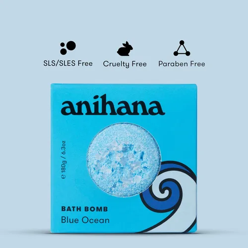 Miniatura 3 de ANIHANA Bomba de baño con aceite de coco, sin parabenos, rociadores de lujo hechos a mano, aroma refrescante del océano azul, 6.3 onzas