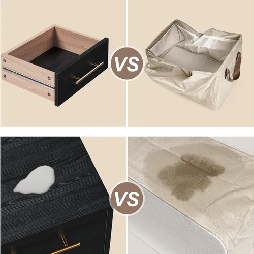 Miniatura 6 de Aiho Juego de 2 mesitas de noche, juego de mesita de noche para dormitorio, mesita de noche de madera con asas de metal, 2 cajones, mesita de noche