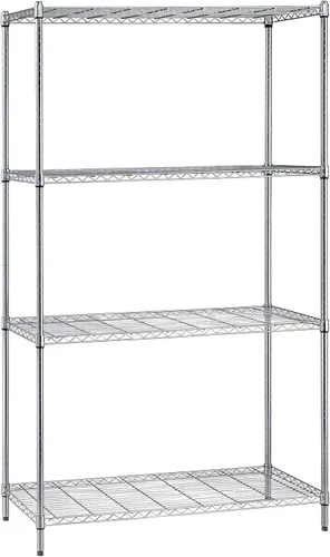 Miniatura 48 de Quantum Storage Systems kit para principiantes para unidad de librero de 4 niveles, de 54 pulgadas de alto, en alambre, con acabado en cromado