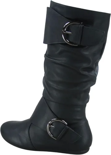 Miniatura 3 de FZ-Fits Bota de media pantorrilla con hebilla lateral y cierre de cremallera lateral para mujer