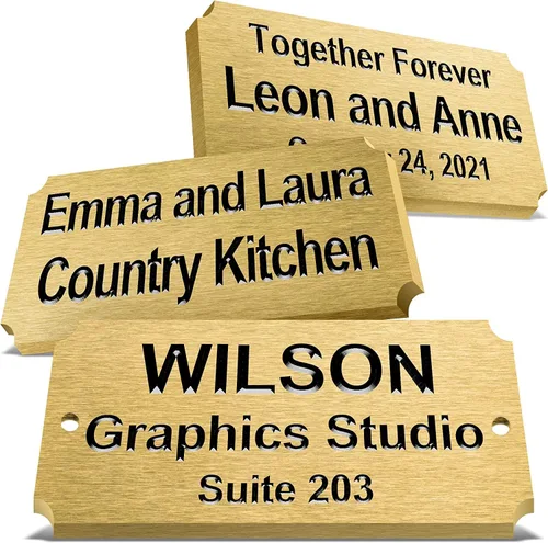Miniatura 8 de Caramel Sweet Life Placas de nombre personalizadas, placa negra grabada con texto dorado, placas de trofeo grabadas, placa de nombre personalizada