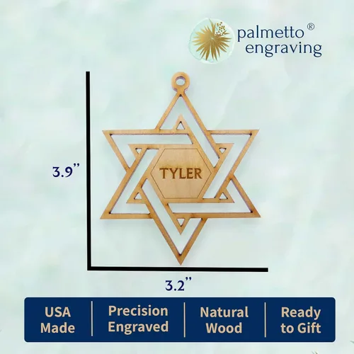 Miniatura 2 de Adorno personalizado de estrella de David, decoraciones únicas de Hanukkah para el hogar, judío para hombres y mujeres, recuerdo de madera hecho a