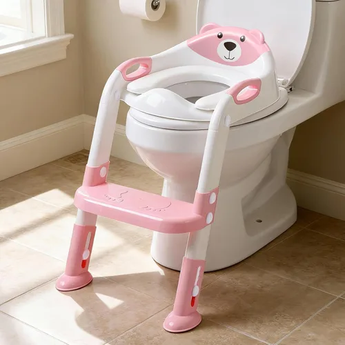 Miniatura 20 de SKYROKU - Asiento de inodoro mejorado para niños y niñas, para entrenamiento de baño, almohadilla antideslizante para protección contra 8838-azul
