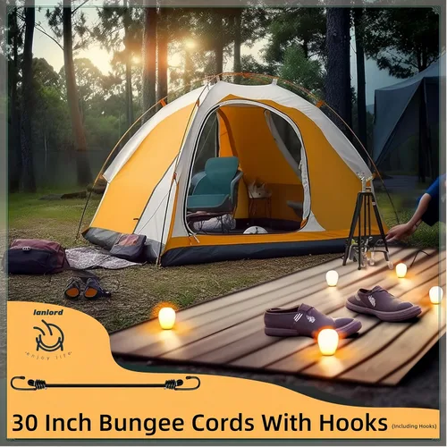 Miniatura 2 de Lanlord Cuerdas elásticas de látex negro resistente para exteriores de 30 pulgadas con correas elásticas de gancho, 4 unidades de 30 pulgadas