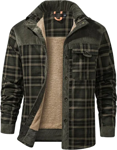 Mr.Stream Camisa Chaqueta de Franela a Cuadros Casual para Exteriores de Manga Larga Vintage con Botones para Hombre