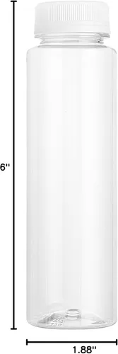 Miniatura 14 de Botella de plástico transparente redonda de 8 onzas para jugo prensado en frío - con tapa de seguridad, libre de BPA - 5,7 x 5,7 x 24,8 cm - caja