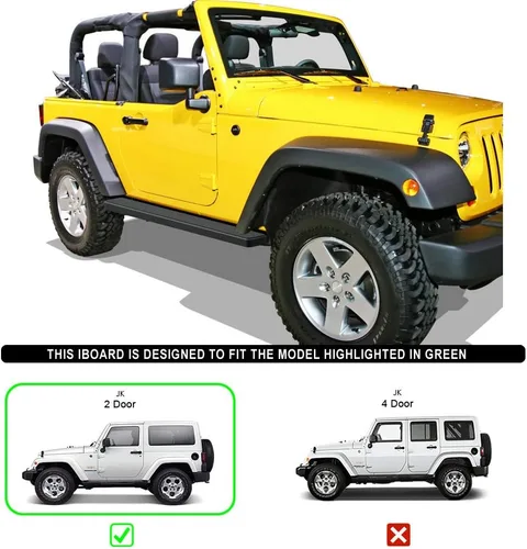 Miniatura 2 de iBoard estribos para Jeep Wrangler Sport Utility 2007-2017, 2 puertas, Negro