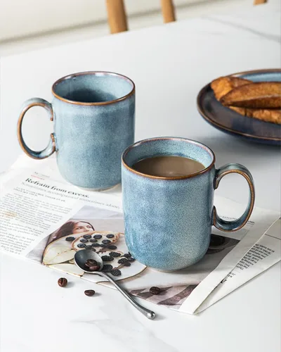 Miniatura 5 de UNICASA Taza de café – Juego de 4 tazas de té de cerámica de 14 onzas, cereales de porcelana, tazas con asa grande para café, té, leche, café