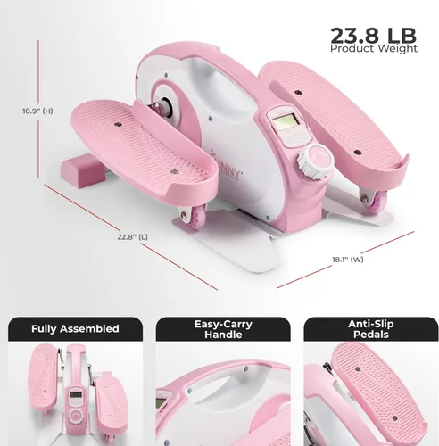 Miniatura 6 de Sunny Health & Fitness Under Desk Pedal Elliptical Machine, Adjustable Resistance Leg Exerciser Office Home Workout While Sitting for Seniors Rosa