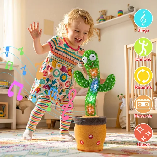 Miniatura 3 de Ayeboovi - Juguetes de cactus bailarín y parlante para bebés, juguete interactivo que repite lo que dices, volumen ajustable, cactus cantante