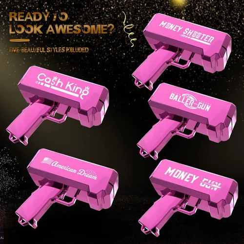 Pistola de Dinero Tirador – Pistola de Dinero RUVINCE para Películas que se Ven Reales, Pistola de Utilería Haz que Llueva, Pistola de Efectivo Rosa
