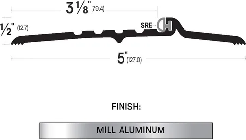 Miniatura 2 de 5 '' de ancho x 1/2 '' de alto molino de aluminio de alta silla de montar con extrusión de goma sólida (356) in (48 pulgadas), FH #10 x 1-1/2