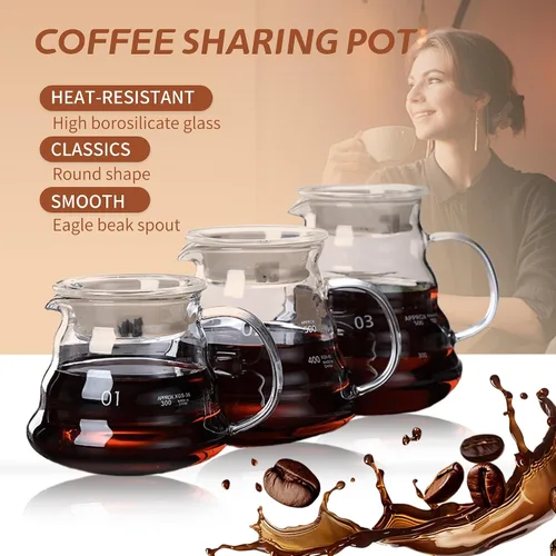 Miniatura 4 de Servidor de Café de Vidrio para Cafetera de Goteo, Jarra de Café de Vidrio Estándar, Cafetera con Tapa, Transparente, 01 360ml (12oz)