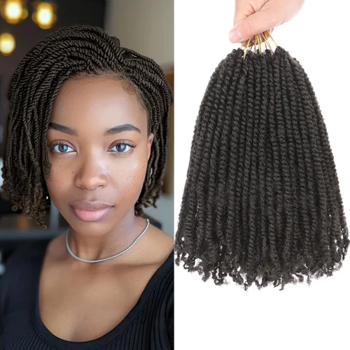 Miniatura 26 de COOKOO 9 paquetes de extensiones de cabello sintético de ganchillo pretrenzado de 6 pulgadas, trenzas mini de pasión preenlazadas, trenzas 1b#