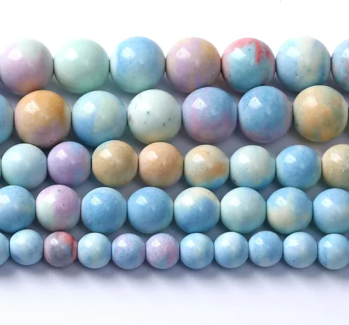 Miniatura 29 de 45 piezas de cuentas de piedra natural de arco iris de Alashan de 8 mm de ágata para hacer joyería, cuentas de piedra de 15" para pulseras