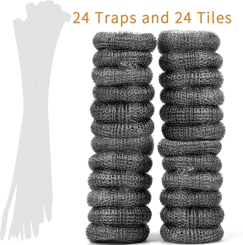 Miniatura 2 de 24 trampas de pelusa de acero inoxidable para lavadora, trampas de pelusa para manguera de lavadora con 24 bridas para cables, filtro de malla