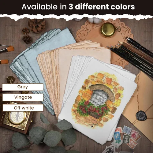Miniatura 9 de LEATHER VILLAGE Papel de acuarela de 7.5 x 11 pulgadas, 50 hojas, papel de acuarela de medios mixtos, papel de algodón virgen grueso de 150 GSM