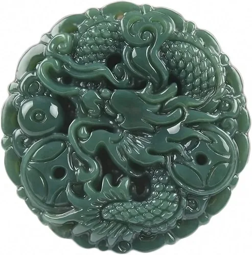 Miniatura 20 de China Natural Hetian Green Jade Nefrita Tallado Fengshui Zodiaco Dragón Bestia Colgante Amuleto Dragón 3#