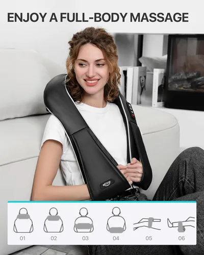 Miniatura 7 de ALLJOY Masajeador de cuello para aliviar el dolor de tejido profundo con calor, HSA 3D masajeador Shiatsu de cuello y espalda para hombro, cuerpo