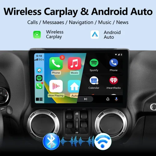 Miniatura 2 de AWESAFE Radio de coche estéreo Android 13 para Jeep Wrangler JK 2007-2018 Dodge Ram 1500 2500 2009 2010 2011 2012 Grand Cherokee con CarPlay Android