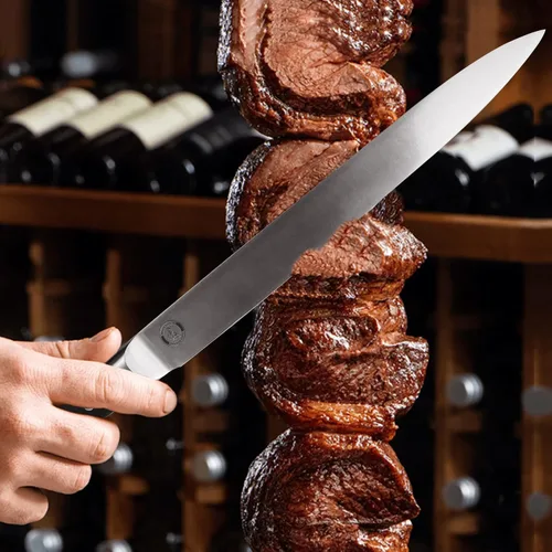 Miniatura 4 de Cuchillo de rebanar de 12 pulgadas – Cuchillo japonés para tallar carne y barbacoa para Turquía – Acero alemán de alto carbono – Pakka de gran