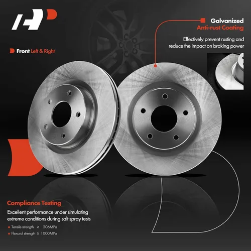 Miniatura 4 de A-Premium 296mm (11.65 pulgadas) Kit de Rotores de Freno de Disco Ventilados Delanteros + Pastillas Cerámicas Compatibles con Modelos Selectos