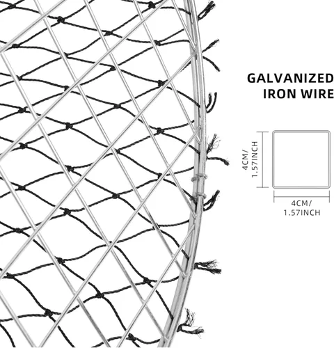 Miniatura 6 de Trampa para cangrejos de doble anillo, red de cangrejo de anillo de acero, parte superior de 24 pulgadas, parte inferior de 20 pulgadas, cuerda