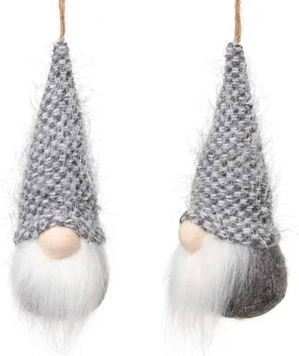 Miniatura 3 de Juego de 10 gnomos colgantes para árbol de Navidad, gnomos de felpa suecos hechos a mano, Papá Noel, elfo, decoración para el hogar, decoración