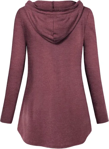 Miniatura 3 de QUINEE sudadera con capucha para mujer de manga larga a cuadros, bloque