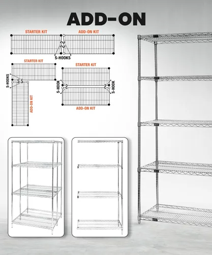 Miniatura 3 de Quantum Storage Systems kit para principiantes para unidad de librero de 4 niveles, de 54 pulgadas de alto, en alambre, con acabado en cromado