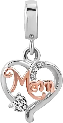 Miniatura 2 de LovelyCharms Love Mom - Dije colgante de corazón para pulsera europea vidrio
