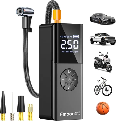 Miniatura 9 de Inflador de neumáticos, compresor de aire portátil, 160 PSI de potencia dual 6000 mAh, bomba de aire inalámbrica con indicador digital, luz LED