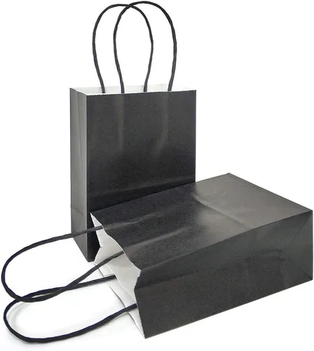 Miniatura 27 de AZOWA Bolsas de regalo de papel kraft negro con asas (negro, 12 piezas, 5 x 3.1 x 8.2 pulgadas)
