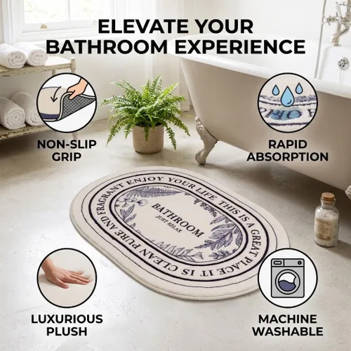 Miniatura 6 de Alfombra de baño en blanco y negro de 20 x 32 pulgadas, súper suave y afelpada, bonita alfombra de baño estética antideslizante, lavable a máquina