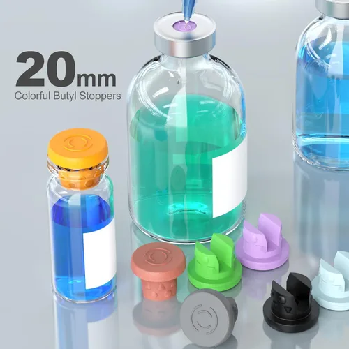 Miniatura 3 de Biomed Solutions - Tapón de goma butílica de 0.787 in con dos patas para liofilización y liofilización, botella de vidrio de liofilización, 100 Negro