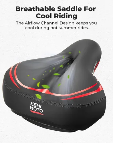 Miniatura 2 de KEMIMOTO Bike Seat Cushion with Soft Foam Padded, Comfortable Bike Seat for Men Women, Bicycle Saddle for Touring, Exercise Bicycle, Commuter, Travel