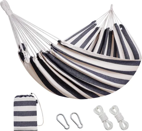Miniatura 13 de Hamaca brasileña con correas para árboles, hamacas de lona, hamaca portátil con bolsa de transporte para patio trasero, porche, uso en exteriores e